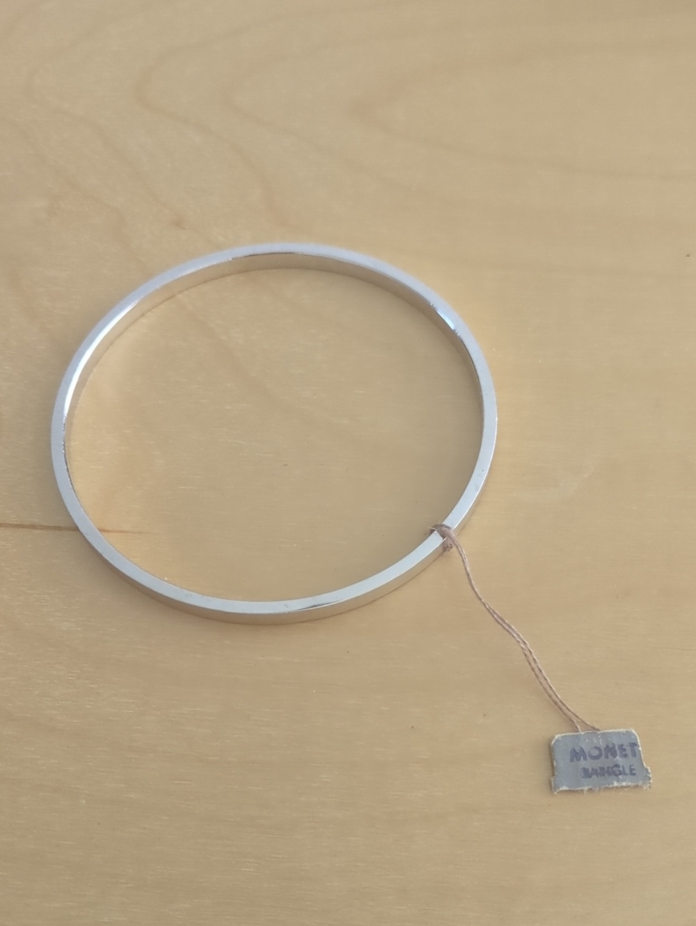 Vintage Monet Silver Color Slim Faceted Bangle Bracelet